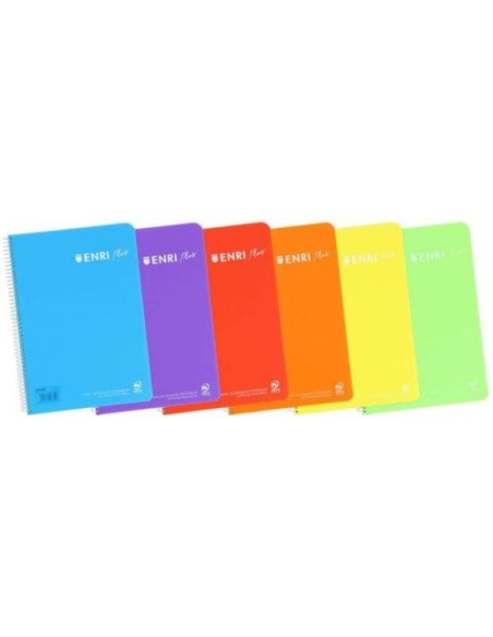 Paq 5 cuaderno espiral fº 80h 90g 1 horizontal con margen enri plus tapa plastico